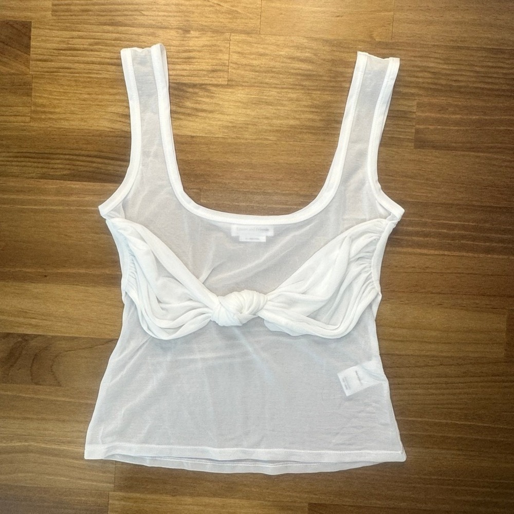Lovers + Friends Nani Sheer Knot Tank Top White Size S NWOT Revolve